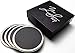 YouShop Luxury Coasters for Drinks - Premium Metal, Black Leather, Velvet Base | Contemporary and Clean Style, Modern Coaster Set for Living Room, Kitchen, or Office Cup Coasters | Protect Furniture
