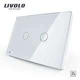 LIVOLO White US/AU Standard Wireless Remote Control Home Light Switch AC 110~250V/50~60Hz,2 Gang 1 Way, C302R-81