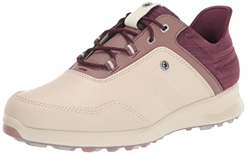 FootJoy Women’s Stratos Previous Season Style Golf Shoe, Vanilla/Merlot, 5.5
