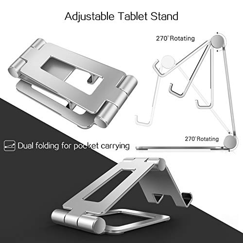 Cell Phone Stand, Compatible with iPhone Stand, Nintendo Switch Stand, Adjustable Phone Stand for Desk, Smartphone Holder for Desk (Silver) - Thumbnail 3