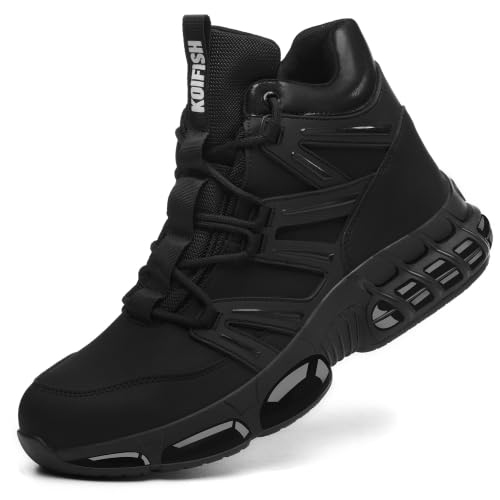 PAQOZKC Waterproof Safety Boots Work Boots Men Women | Synthetic Leather+Closed Tongue, Steel Toe Work Shoes+Kevlar, EN ISO 20345, Air Sole, Safety Shoes