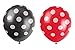 Polka Dot Party Set, Includes 1 Red Tablecloth, 1 Black Tablecloth, 6 Red Balloons and 6 Black Balloons.