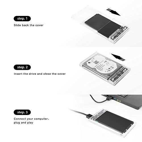 ANEXT 2.5 USB 3 External Hard Drive Enclosure, USB3.0 to SATA, 2.5 inch