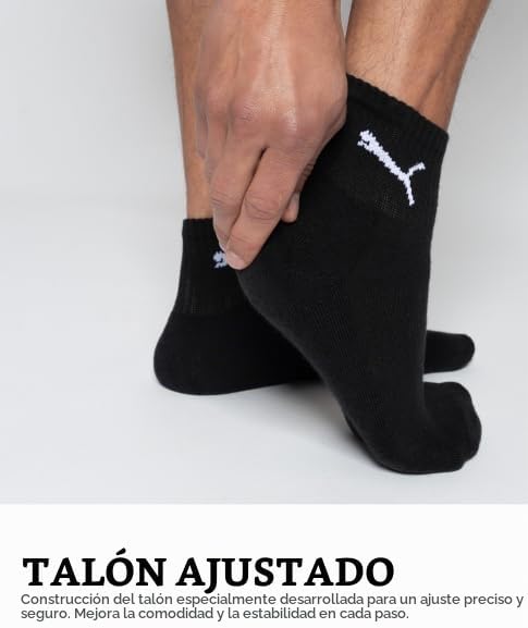 Meias puma short crew (5 unidades), pretas, 47-49 (pacote com 5) unissex adulto — foto 5 de 8