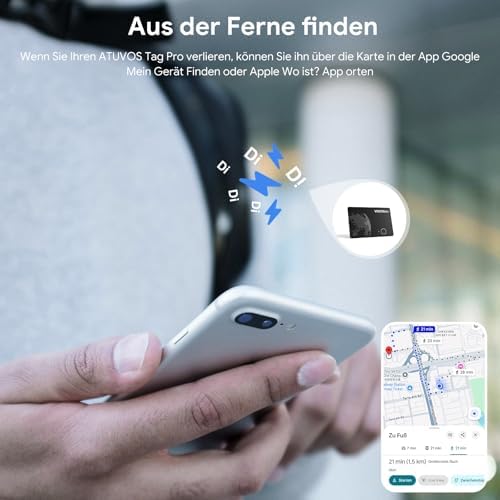Air Tag Alternative Karte Kompatibel mit Apple Wo Ist & Android Google Mein Gerät Finden APP, Bluetooth Wiederaufladbar Wallet Tracker Card Ultra Slim für Geldbeutel/Gepäck/Taschen/Koffer