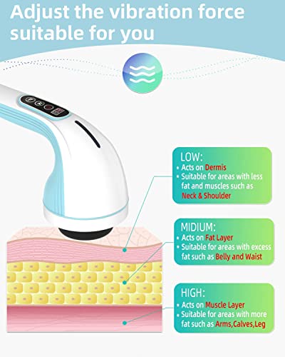 Sinxroil Handheld Cellulite Remover Massager,Electric Body Sculpting Machine Portable Body Shaper Abdominal Massage with 8 Replacement Massage Heads for Neck Back Shoulder Arm Foot (Blue)