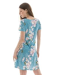 Vestidos de verano para mujer, Swing suelto camisa vestidos con bolsillos playa cubierta liso   Floral Midi Tank vestido