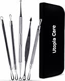 Professional Blackhead Blemish Remover Kit - Pimple Comedone Removal 5-In-1 Extractor Tool Kit with Zit Popper - by Utopia Care