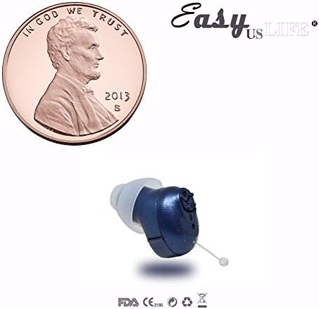 Super Mini,Dark Blue,in-The-Canal (ITC), New Digital Hearing Amplifier, Clearly Technology, Interchangeable, Suitable for Men and Women, Trademark: Easyuslife