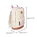Moolecole Leather & Canvas Backpack School Bag Laptop Backpack with Cat's Ears Design,set with 1pc Wallet (Beige)
