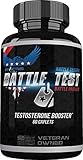 BATTLE TEST by Patriot Labs 60 Veggie Caps, Testosterone Booster, Energy, Stamina & Libido Booster - Muscle Fitness, Strength Training, Bodybuilding, Natural Workout Supplement, Proceeds Help Charity