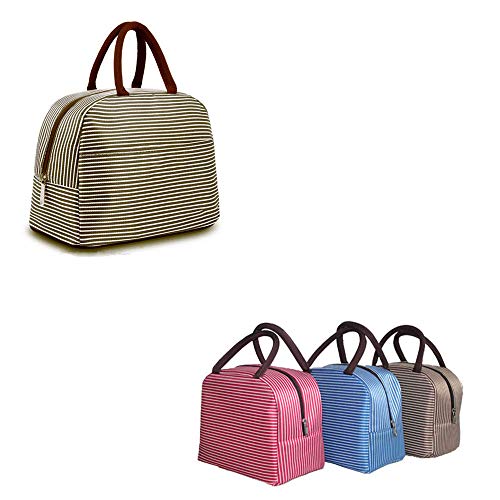 Lunch Bag, Taisk Lunch Tote Insulated Lunch Box Organizer Lunch Container (Brown White Stripes) - Thumbnail 7