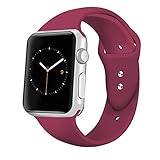 Sport Band for Apple Watch 42mm 38mm, Soft Silicone Sport Strap Replacement Bands for iWatch Apple Watch Series 3, Series 2, Series 1 42mm Wine Red Large