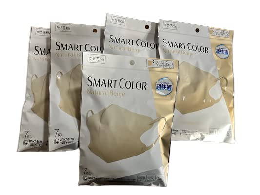 【まとめ買い５袋セット】超快適マスク スマートカラー(SMART COLOR)ナチュラルベージュ ふつう 7枚商品画像