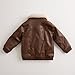 marc janie Boys Girls' Leather Military Flight Bomber Aviator Jacket with Removable Faux Fur Collar 3 Years Coffee