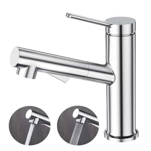 Faustina Mixer Tap Removable Bathroom Tap, Single-Lever Basin Tap Basin Tap Bathroom Taps Cold and Hot Water Stainless Steel, Polished, Chrome