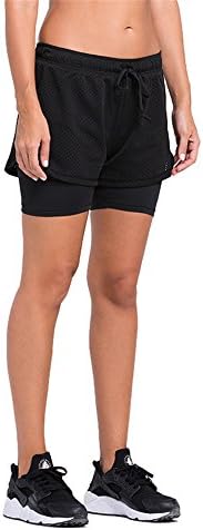 MINIBEAR Women's Spring Summer 2-In-1 Running Workout Shorts S/M/L