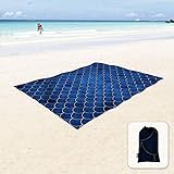 Sunlit Silky Soft Sand Proof Beach Blanket Sand Proof Mat with Corner Pockets and Mesh Bag for Beach Party, Travel, Camping and Outdoor Music Festival, Dark Blue Mermaid Tail Scale