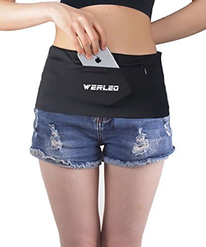 Werleo Sports Running Waist Belt Pack Outdoor Waist Fanny Pack Belt Fitness Belt Travel Money Belt Bag Runner Belt for iPhone SE 5 6s 7 Plus 6 Samsung Galaxy Note 5 S5 S6 S7 Edge Wallet Cash Men Women
