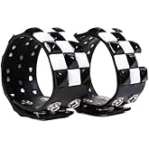 SCOPLATY Black White Punk Genuine Leather Bracelet Cuff with Spikes Studs Rivets - Adjustable Metal Wristband for Men Women, Gothic Halloween Accessories