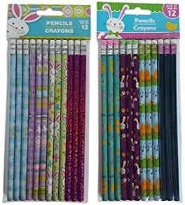 24 Easter Themed Holiday Pencils Bundle Pack of Two (2) Assorted Sets of 12 Pencils Each