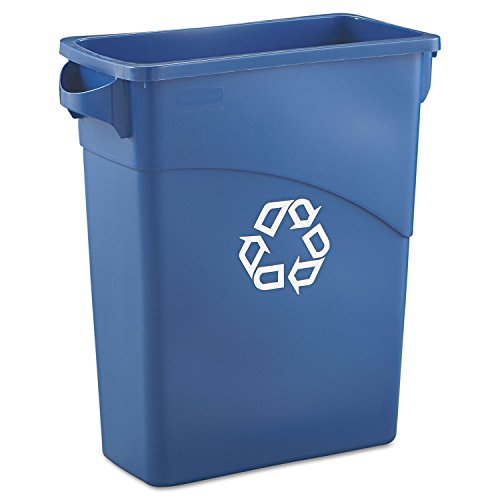 Rubbermaid Commercial RCP 3541-73 BLU Slim Jim Recycling with Handles, Rectangular, Plastic, 15.875 gal, Blue