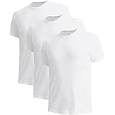 BAMBOO COOL Men’s Undershirts Slim Fit Creweck, Breathable Moisture-Wicking T-Shirts, Soft Stretch White Tees for Men, 3 Pack