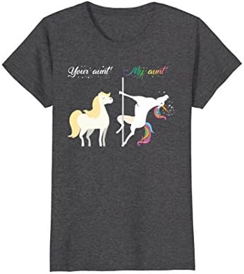 Womens Funny Your Aunt versus. My Aunt Unicorn Pole Dance T-shirts Medium Dark Heather