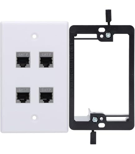 Single Gang RJ45 Wall Plate – 1/2/3/4/6 Port Keystone, Cat6 Cat5e Ethernet, White