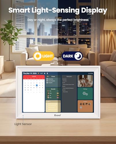 15.6" Digital Calendar Wall Planner - Eyoyo Smart Family Command Center | Chore Chart Touchscreen, 64G Storage, WiFi Real-Time Sync Auto-Dimming Display for Kids Routine, Seniors Memory