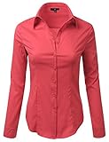 DRESSIS Women's Basic Long Sleeve Button Down Collared Slim Shirt (13 Colors)