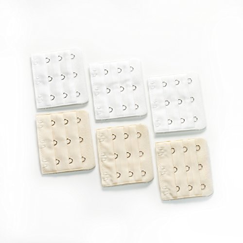 Pregnancy Bra Extender with Three-hooks (Value 6-Pack of White and Beige)