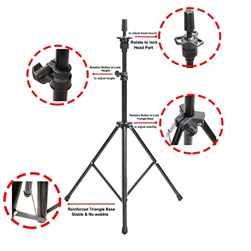 Kaleurrier Adjustable Tripod Stand Mannequin Head Holder for Cosmetology Hairdressing Training Head Practice Doll Head Canvas Head Wig head with Carry Bag