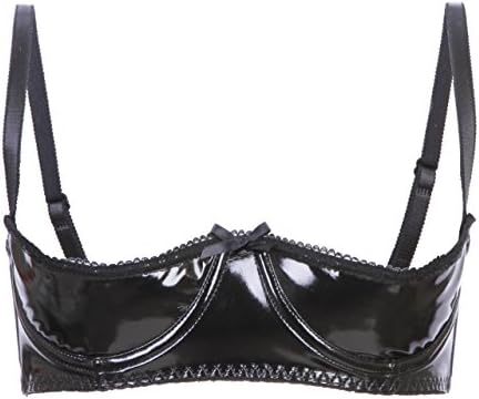 Empire Intimates Vinyl Shelf Bra Open Cup Bare Exposed Breasts Nipples-D Cup