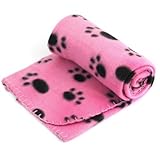 Yonisun Pet Dog Cat Puppy Kitten Soft Blanket Doggy Warm Bed Mat Paw Print Cushion (Pink)
