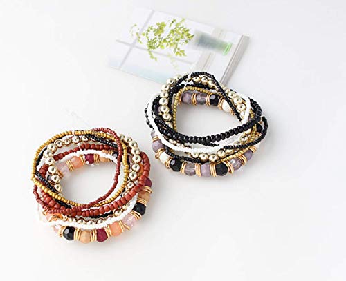 Nurbo 1 Set 7PCS Boho Wholesale Multilayer Acrylic Beads Beach Bracelet (Black) - Thumbnail 3