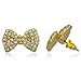 2 Pairs of Goldtone with Clear Iced Out Mini Style Bow Stud Earrings (R-2227)