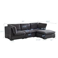 99" 4 Seater Modular Down Feather(60%) Cloud Deep