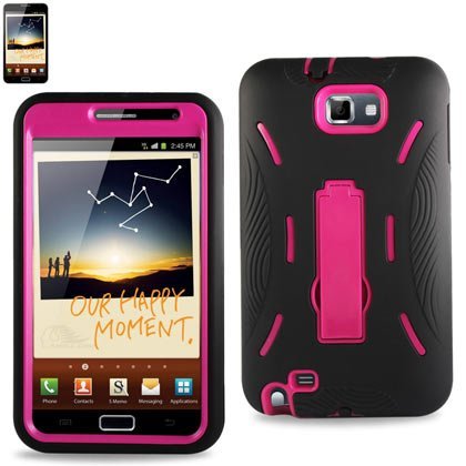 Bastex Samsung Galaxy Note I9220 Blk W/Hot Pink Hybrid Kickstand Case Bastex Samsung Galaxy Note I9220 Blk W/Hot Pink Hybrid Kickstand Case