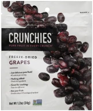 Crunchies Crispy Grapes 100% All Natural Freeze-Dried Fruits, 1.2 Ounce (6 Count)