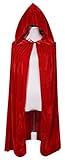 BIGXIAN Kids Hooded Velvet Cloak Halloween Christmas Fancy Cape for Kids (Red)