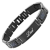 DAD Titanium Bracelet Engraved Love You Dad Carbon Fiber Adjusting Tool & Gift Box Included