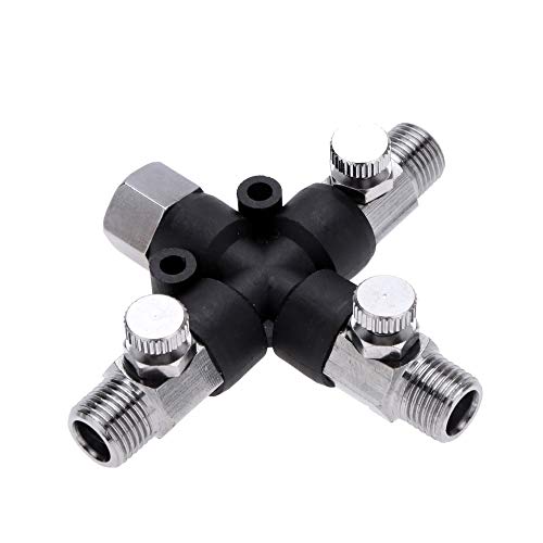 Maslin 3-Way Airbrush Air Hose Splitter Manifold Airbrush Accessories Multi Use aerografo Airbrush Fittings 1/8" with Adjust Knob Valve