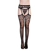 Welcomeuni Womens Sexy Lingerie net Lace Garter Belt Top Thigh Stocking Pantyhose (E)