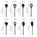 BUDNLE Silicone Kitchen Utensils 9-Piece BONUS Silicone Pastry Brush Kitchen -Heat Resistant Cooking Utensil Set with Natural Hard Wood Handle, Non-Stick, BPA Free (Dark Gray)