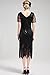 BABEYOND 1920s Art Deco Fringed Sequin Dress Roaring 20s Flapper Fancy Dress Gatsby Costume Dress Vintage Beaded Evening Dress (Black, Small)