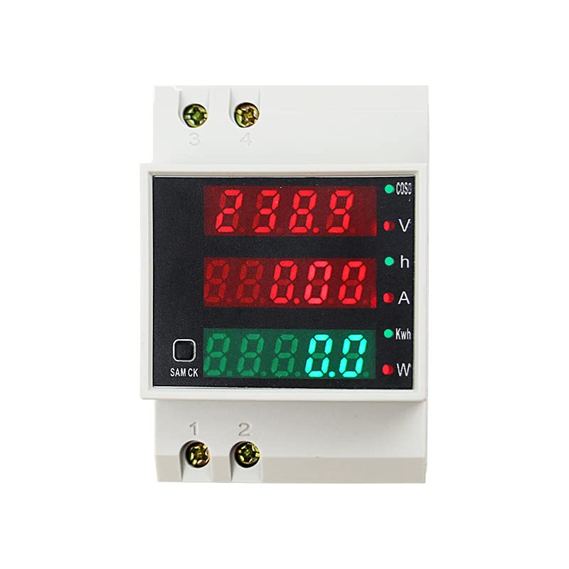WANGCL Digital Ammeter Smart Meter Energy Monitor AC 80-300V 100A Smart Meter Din Rail Meter Multifunctional Voltmeter Ammeter