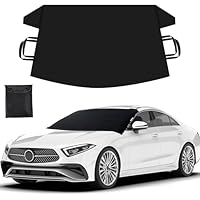 EcoNour Windshield Cover for Ice and Snow - Universal Fit for Car, SUV, Truck, Heavy Duty 600D Oxford Fabric Frost Protector for Ice & Sleet, Includes Anti-Theft Straps, Medium (69