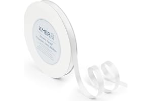 KMER LIFE Double Face White Satin Ribbon 3/8 inch X 50 Yards Polyester White Ribbon for Wedding Decor, Wreath, Gift Package Wrapping and Other Projects