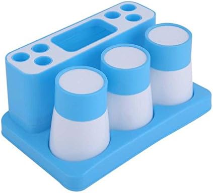 2 Colors Fashion Bathroom Toothbrush Holder Toothbrush Set For A Family Of Three Combination Of Classic Family Wash Kit (Blue)